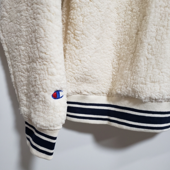 CHAMPION Boy Ivory and Blue Sherpa Bomber Jacket - Picture 4 of 7